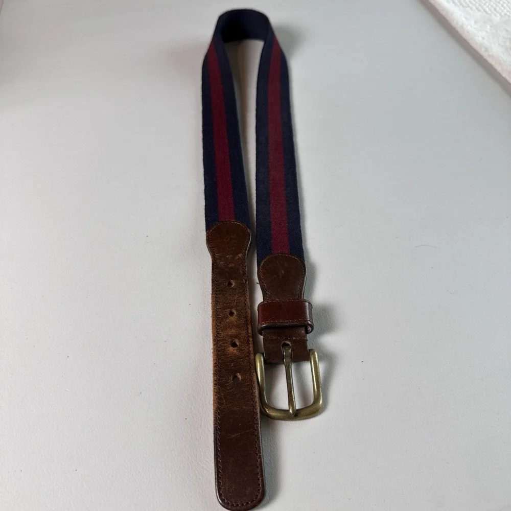 Vintage Coach Wool Leather Belt Size 34 Style 7903 Brass Buckle USA Made